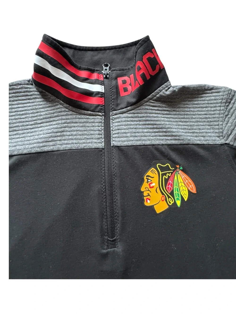 Reebok Chicago Blackhawks NHL 1/4 Zip Pullover Black Women’s XL